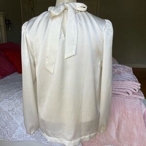 Ivory Ann Taylor satin top with bow tie back